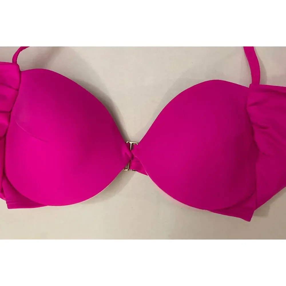 Victoria's Secret Women's Size 32DD Solid Pink Wrap Tie Around Bikini Top - EUC